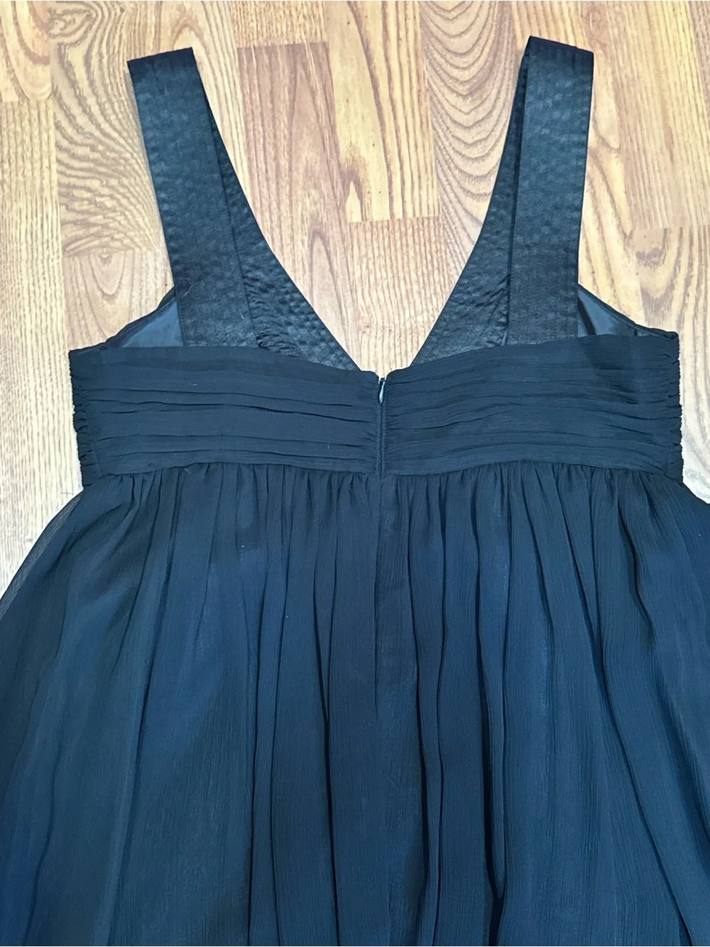 London Times Black V-Neck Chiffon Empire Dress (B10) - Picture 5 of 5